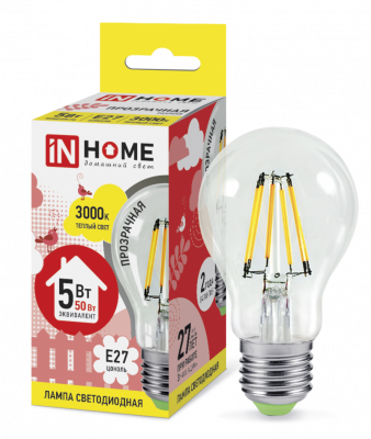 Лампа светодиодная LED-A60-deco 5Вт 230В Е27 450Лм IN HOME