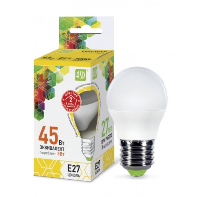 Лампа светодиодная LED-ШАР-standard 5Вт 230В Е27 450Лм ASD