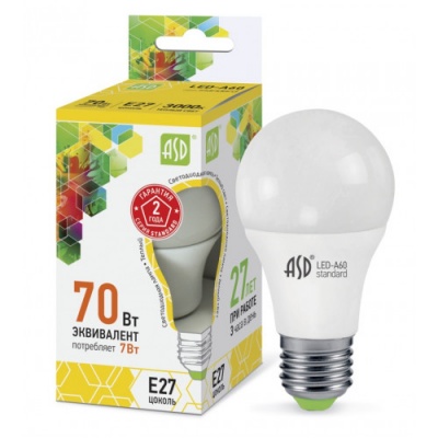 Лампа светодиодная LED-A60-STD 7Вт 230В Е27 600Лм ASD